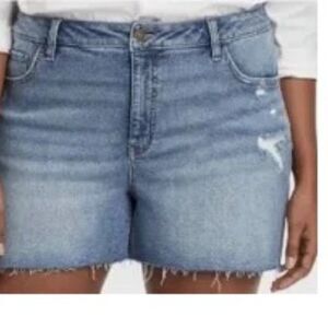 Women's Ava & Viv High Rise Distressed Denim Bermuda Shorts Size 22